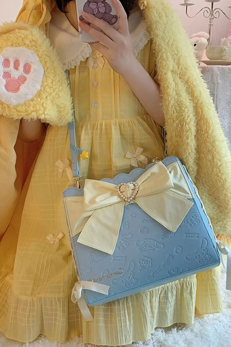 Bowknot Pearl Sweet Lolita Shoulder Bag 4 Colors - Blue/Yellow - 6