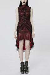 Sleeveless Slim Mesh Fishtail Women's Gothic Dress 2 Colors - Black/Red - 9
