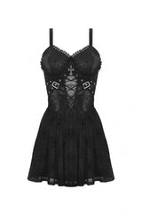 Black Cross Spider Mesh Buckled Zippered Women's Punk Slip Dress - Product - 3