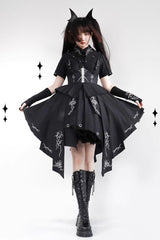 Black Travelling Thorns Short Sleeves Print Gothic Elegant Lolita Dress - Product - 9