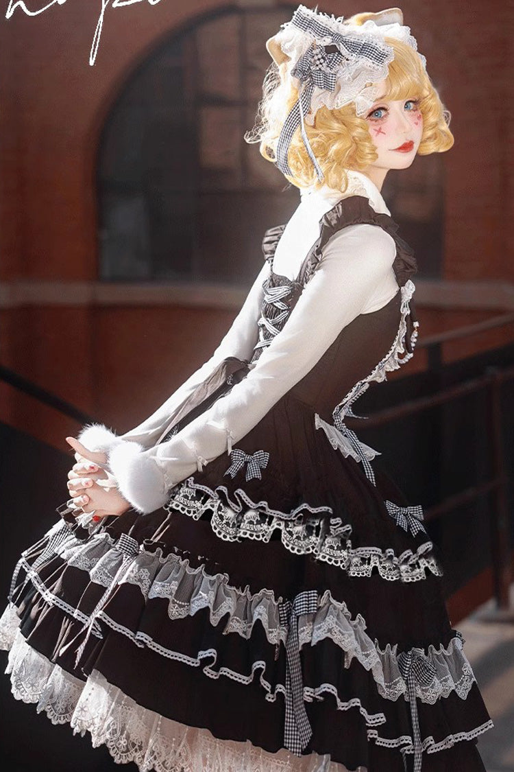 [Love Notebook] Sleeveless Multi-Layered Ruffle Bowknot Lace Sweet Lolita Jsk Dress 5 Colors - Product - 8