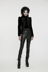 Black Stand Collar Long Sleeves Women's Gothic Swallowtail Coat - Product - 4