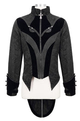 Black Bird Shaped Patchwork Swallowtail Mens Gothic Coat - Product - 4