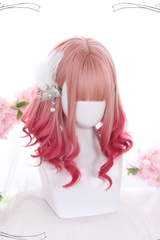 Pink Gradient Short Roman Curly Hair Sweet Lolita Wigs - Product - 2