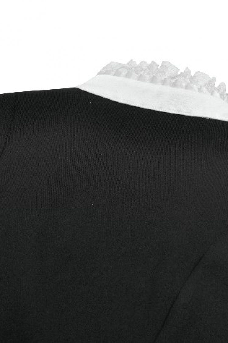 Black/White Short Puff Sleeves Lace Ruffled Stand Collar Women's Gothic Royal Blouse - Product - 17