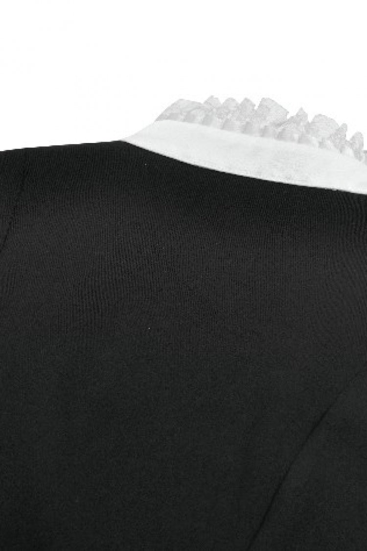 Black/White Short Puff Sleeves Lace Ruffled Stand Collar Women's Gothic Royal Blouse - Product - 17
