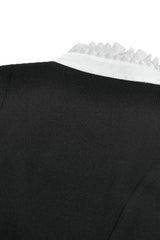 Black/White Short Puff Sleeves Lace Ruffled Stand Collar Women's Gothic Royal Blouse - Product - 17