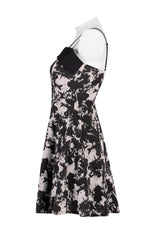 Black Folding Collar A-Shape Print Women's Punk Slip Dress - Product - 6