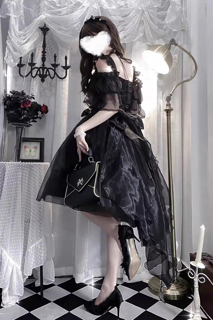 Spring Confession Ruffle Bowknot Mesh Sweet Lolita Jsk Dress (Long and Short Version) 2 Colors - Product - 7