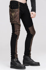 Party Wear Steam Punk Fitted Straight Leg Mens Pants With Bag - Product - 2