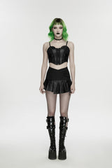 Black Spliced Lace Lace-Up Slim Color-Blocked Zippered Women's Punk Cool Corset - Product - 2