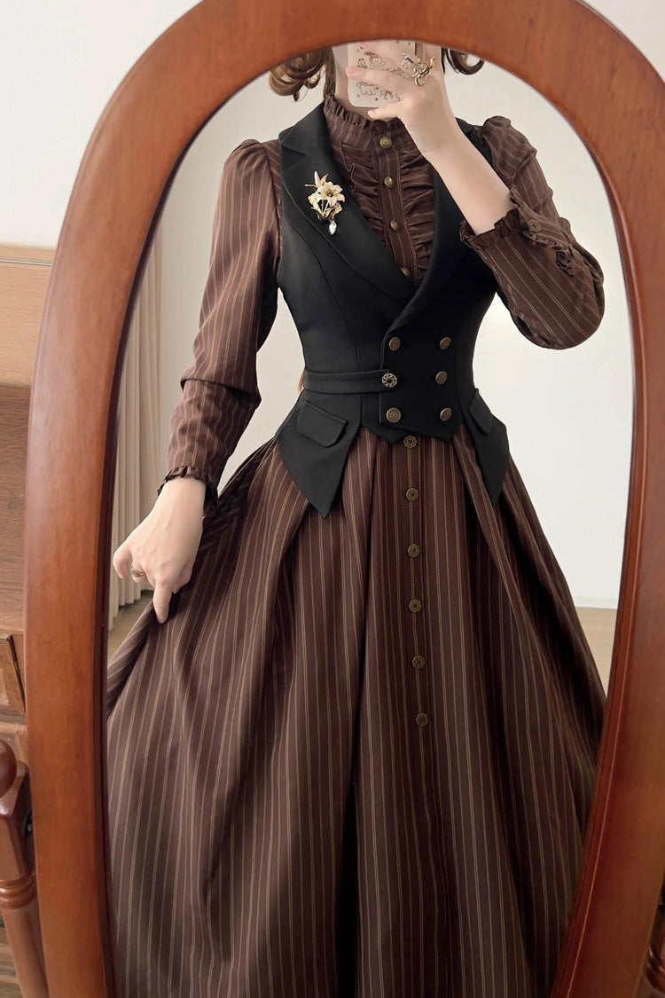 Black V Collar Sleeveless Classic Vintage Ouji Lolita Vest - Product - 4