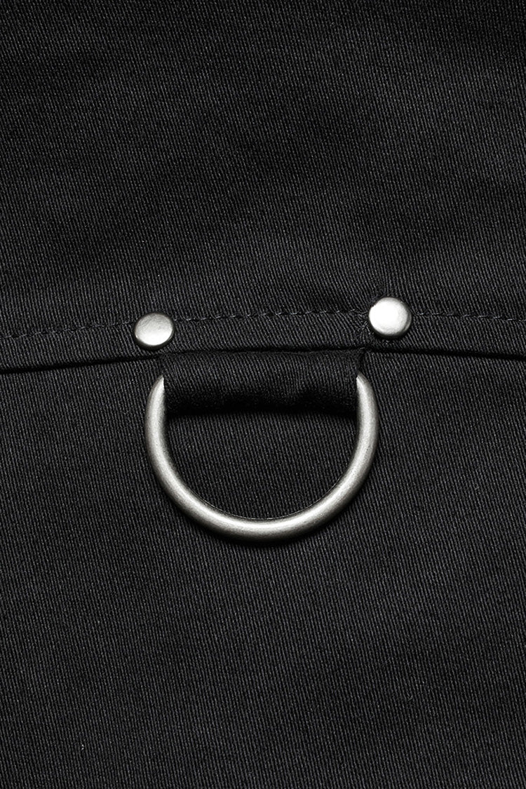 Black Lapel Collar Long Sleeves Rings Men's Punk Blouse - Product - 9