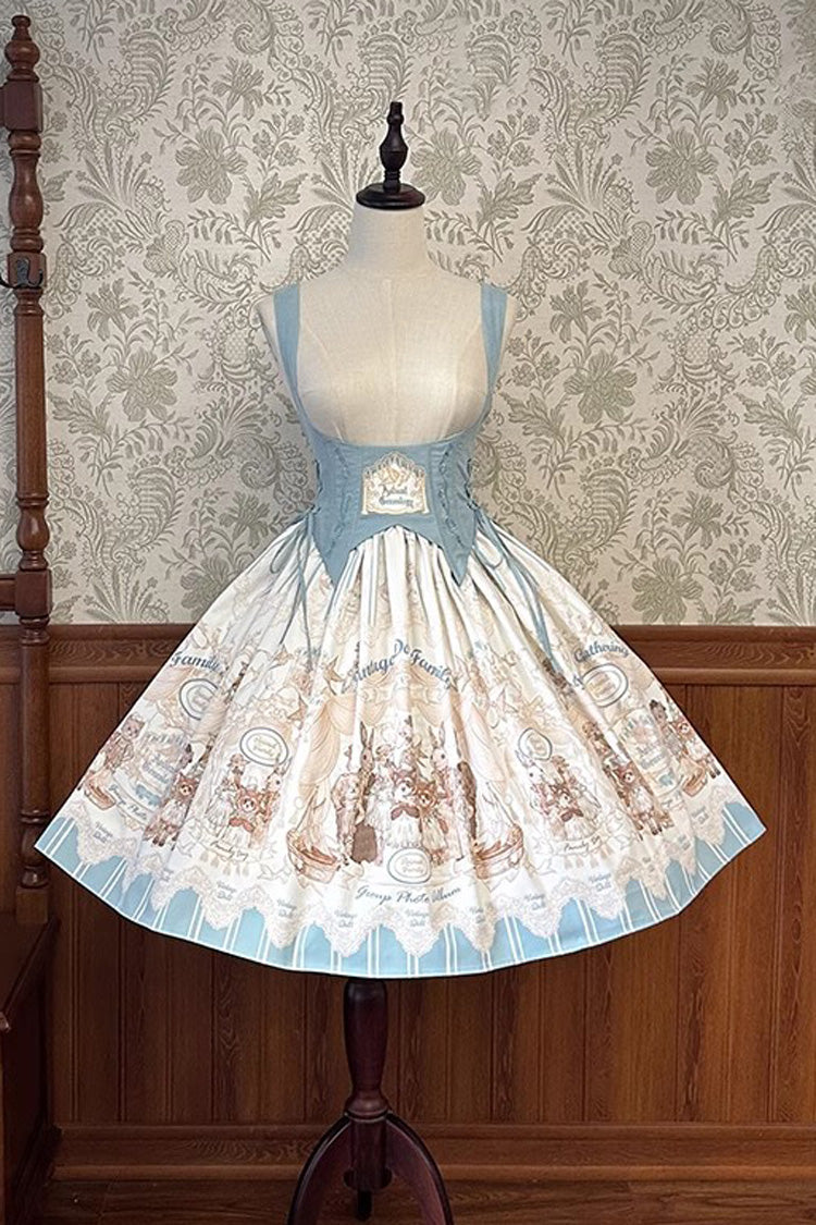 Doll's House Print Ruffle Embroidery Short Version Sweet Lolita Jsk Dress 2 Colors - Product - 10