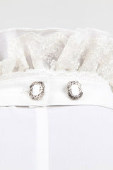 White Stand Collar Retro Button Long Lantern Sleeves Mens Gothic Blouse - Product - 8