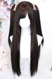 Parrucca Sweet Lolita lunga dritta stile anime Kawaii vista frontale in 2 colori