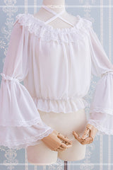 Chiffon Long Ji Sleeve Halter Neck Lolita Blouse - Product - 2