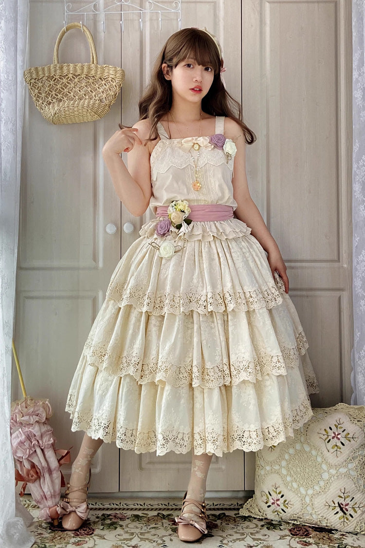 Ivory [Forest Waltz] Embroidery Sweet Elegant Lolita Suspender Top - Product - 2