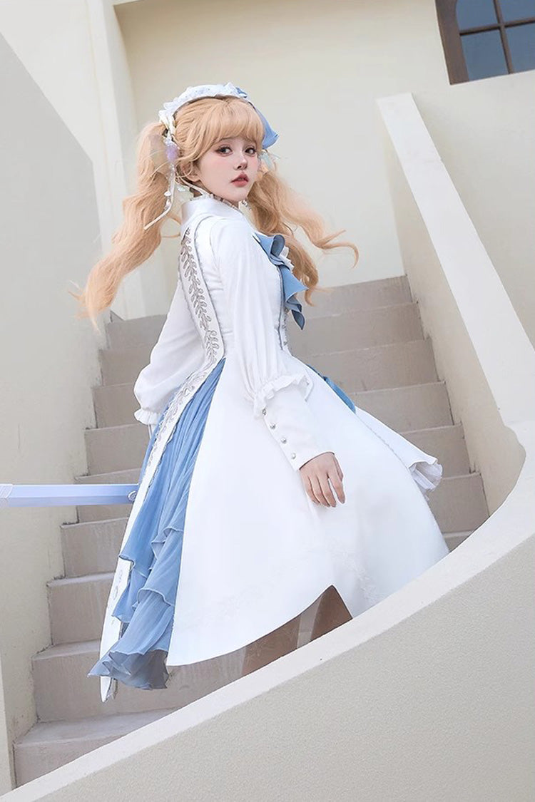 White Mermaid Bone Embroidery Ouji Fashion Handsome Lolita Skirt - Product - 6