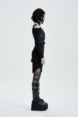 Black Cut-Out Asymmetric Buckled Eyelet Women's Punk Accessory with Pocket - Product - 5