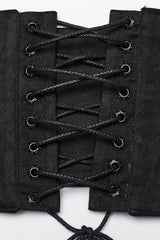 Black Beaded Lace Lace-Up Women's Gothic Underbust Corset - Product - 6