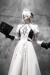 White Long Sleeves Moon Talisman Print Gothic Lolita Long Dress - Product - 4