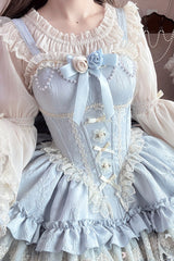 Pink Sleeveless Multi-Layered Ruffle Bowknot Lace Lace-Up Sweet Princess Lolita Jsk Dress - Product - 4