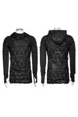 Black Hooded Ripped Men's Gothic Sweater - Product - 5