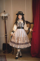 Demon Hunting Notes Long Lantern Sleeves Print Ruffle Sweet Elegant Lolita Dress 2 Colors - Product - 11