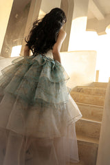 Green Gradient Multi-Layered Print Sweet Lolita Skirt - Product - 7