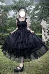 Black [Moonlight Sonata] Ruffle Cardigan Bowknot Lace Gothic Vintage Lolita Jsk Dress - Product - 4
