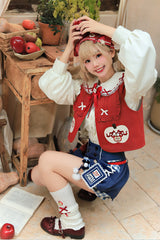 Multi-Color [Witch Gina] Long Sleeves Print Bowknot Ouji Sweet Lolita Vest Shorts Set - Product - 4