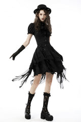 Black Multi-Layered Irrgular Hem Women's Punk Tasseled Skirt - Product - 6