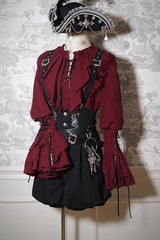Pirate Series Navigation Treasure Hunting Guide High Waisted Embroidery Ouji Handsome Lolita Shorts 2 Colors - Product - 4