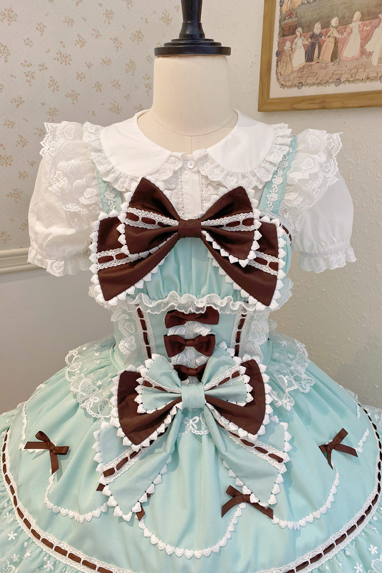 Mint Chocolate [Fondant Cake] Sleeveless Multi-Layered Ruffle Bowknot Lace Sweet Lolita Jsk Dress - Product - 11
