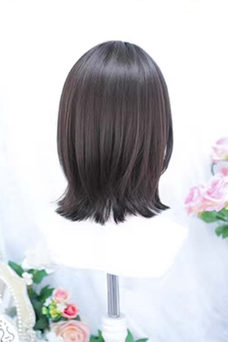 Black Tea Brown Shoulder Length Sweet Lolita Wig with Curtain Bangs - Product - 3