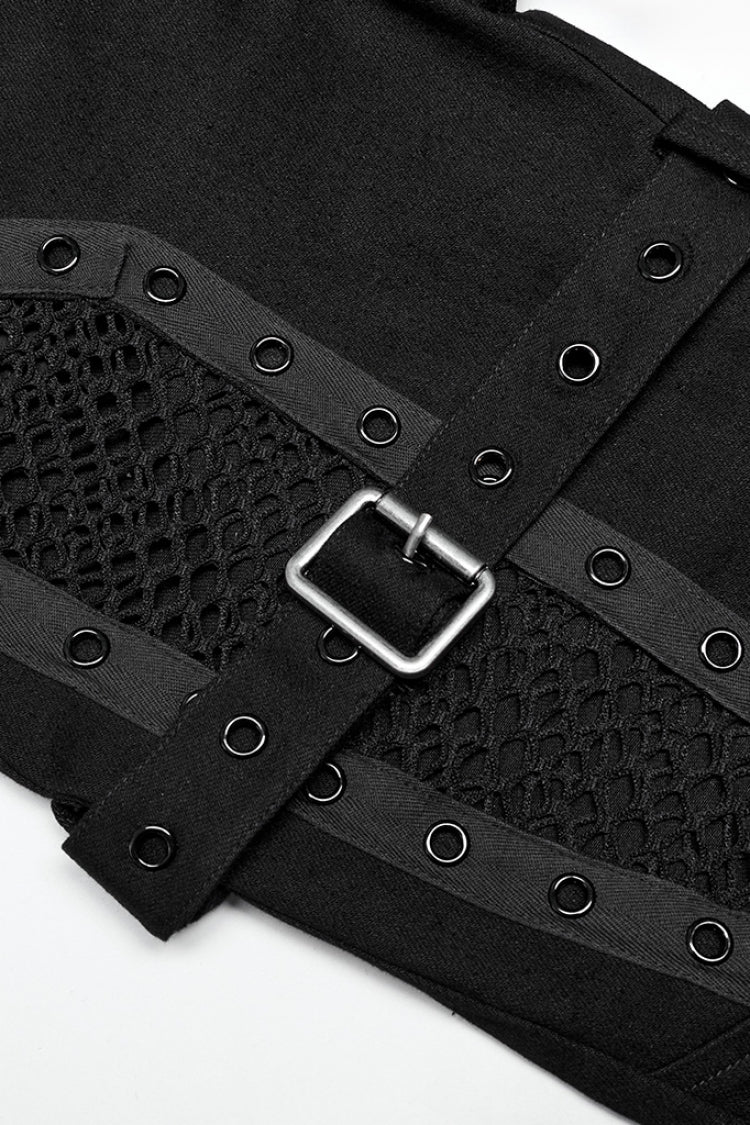 Stitching Slim Mesh Buckles Eyelets Women's Steampunk Leggings 2 Colors - Product - 5