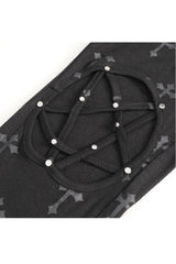 Black Print Hollow Women's Punk Leggings - Product - 10