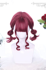 Dark Red Short Curly Hair Gothic Lolita Wigs - Product - 2