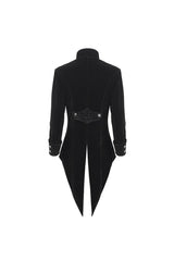 Black Stand Collar Lace Splice Swallow Tailed Men's Gothic Coat - Product - 9