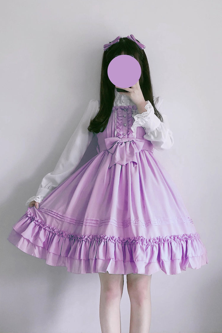 Ice Cream Bowknot Ruffle Chiffon Sweet Lolita Jsk Dress 7 Colors - Purple - 7