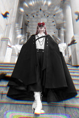 Black [Code 003] Long Sleeves Bow Vintage Elegant Prince Handsome Ouji Lolita Blouse Pants Cloak Set - Product - 11