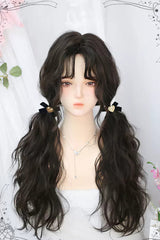 Secondary Fluffy Wool Curls Sweet Lolita Long Wigs 2 Colors - Black - 1