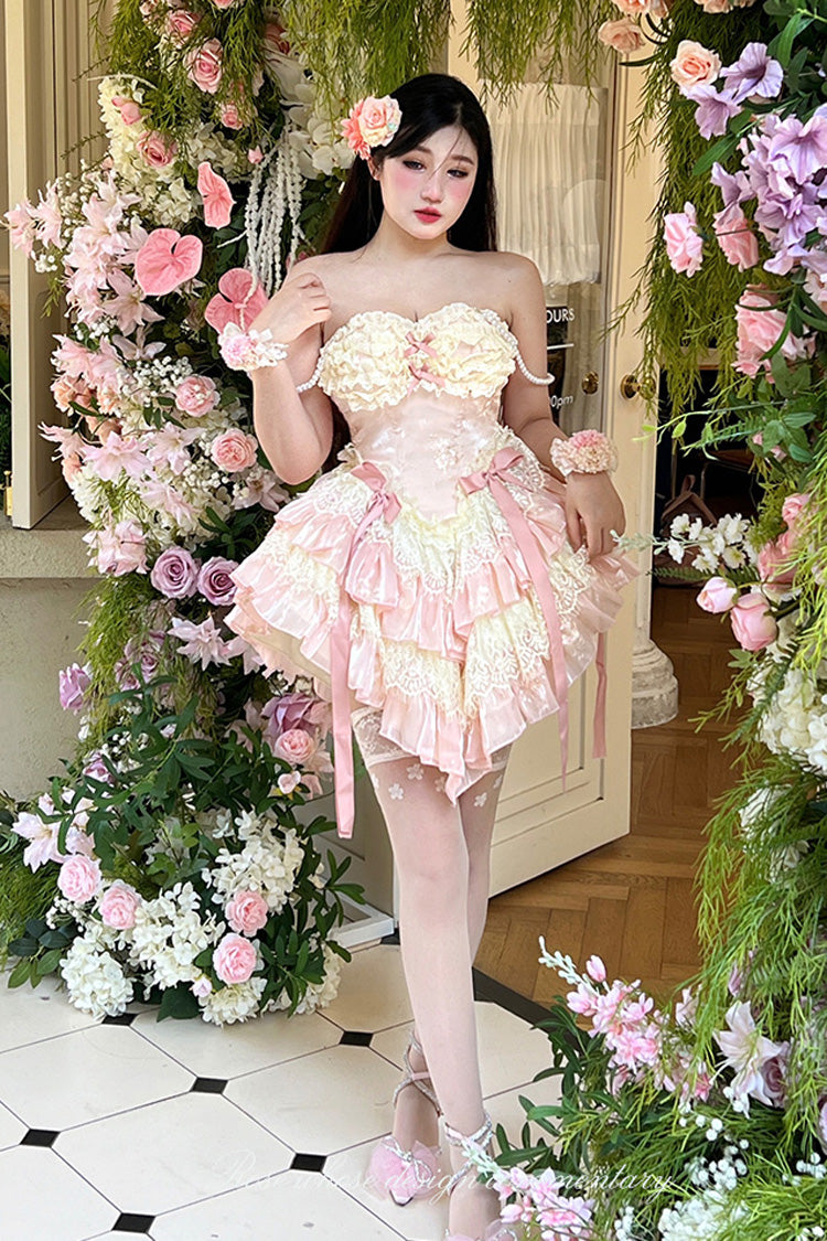 Dream of Love Multi-Layered Ruffle Bowknot Lace Sweet Lolita Dress 2 Colors - Product - 6