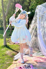 White Doll Collar Long Sleeves Candy Bowknot Sweet Lolita Dress - Product - 4