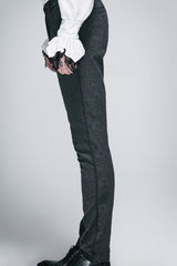 Black Side Braided Strap Gothic Jacquard Trousers - Product - 4