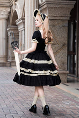 Black Chapter Seventh Night Short Sleeves Multi-layer Ruffle Bowknot Sweet Lolita Dress - Product - 9