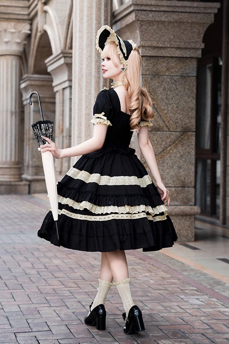 Black Chapter Seventh Night Short Sleeves Multi-layer Ruffle Bowknot Sweet Lolita Dress - Product - 9