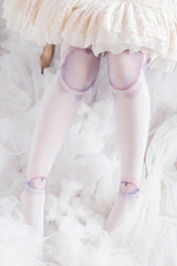 White Print Doll Sphere Patch Lolita Tights - Product - 3