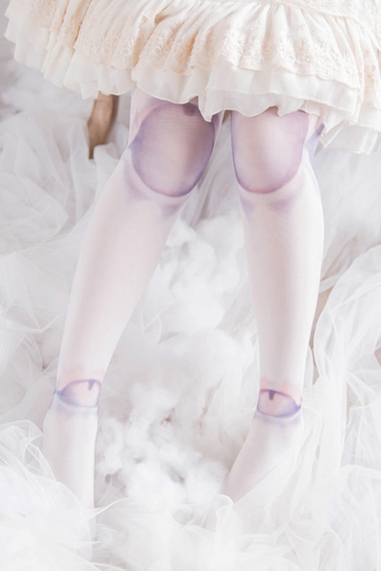 White Print Doll Sphere Patch Lolita Tights - Product - 3